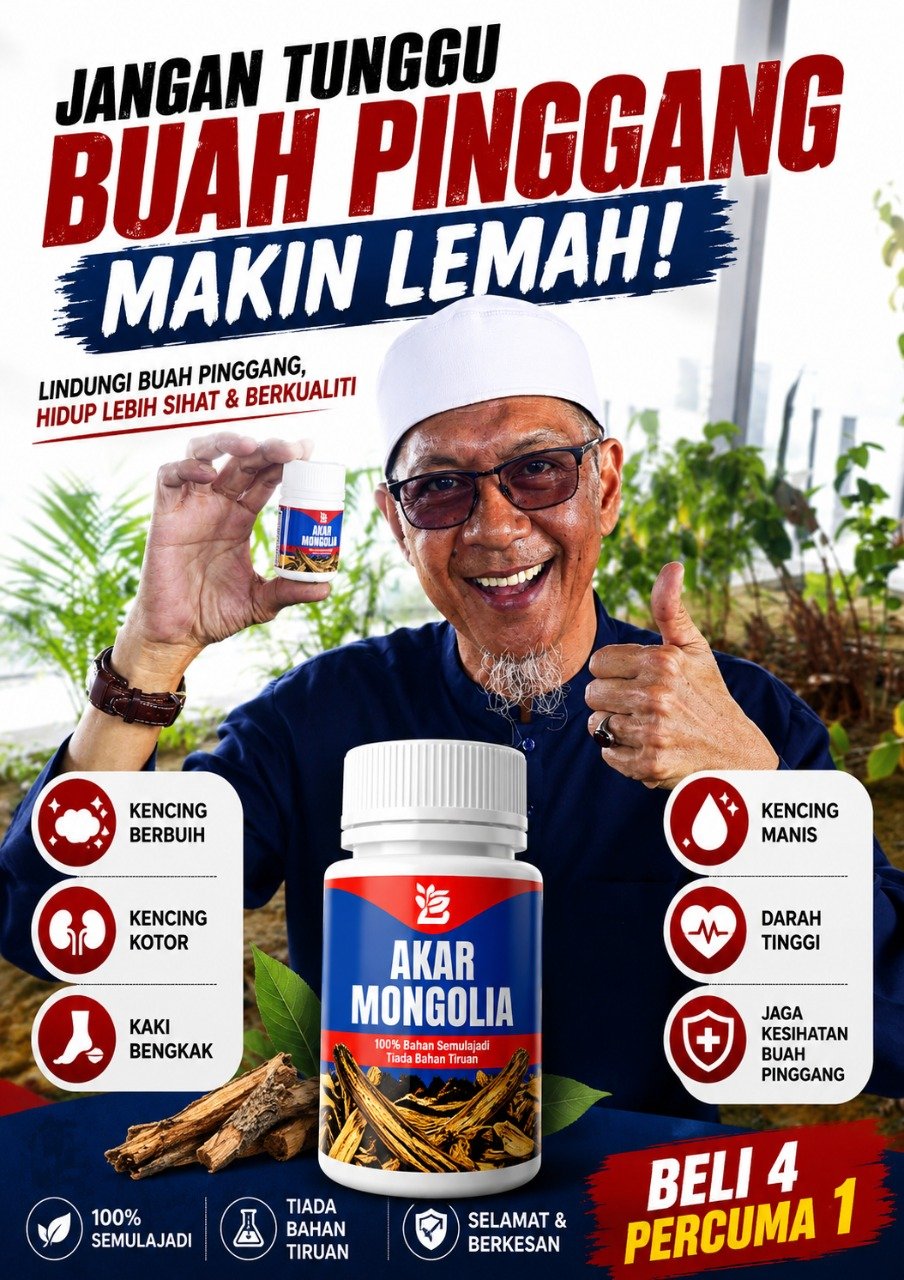 Jangan tunggu buah pinggang makin lemah — Akar Mongolia, beli 4 percuma 1