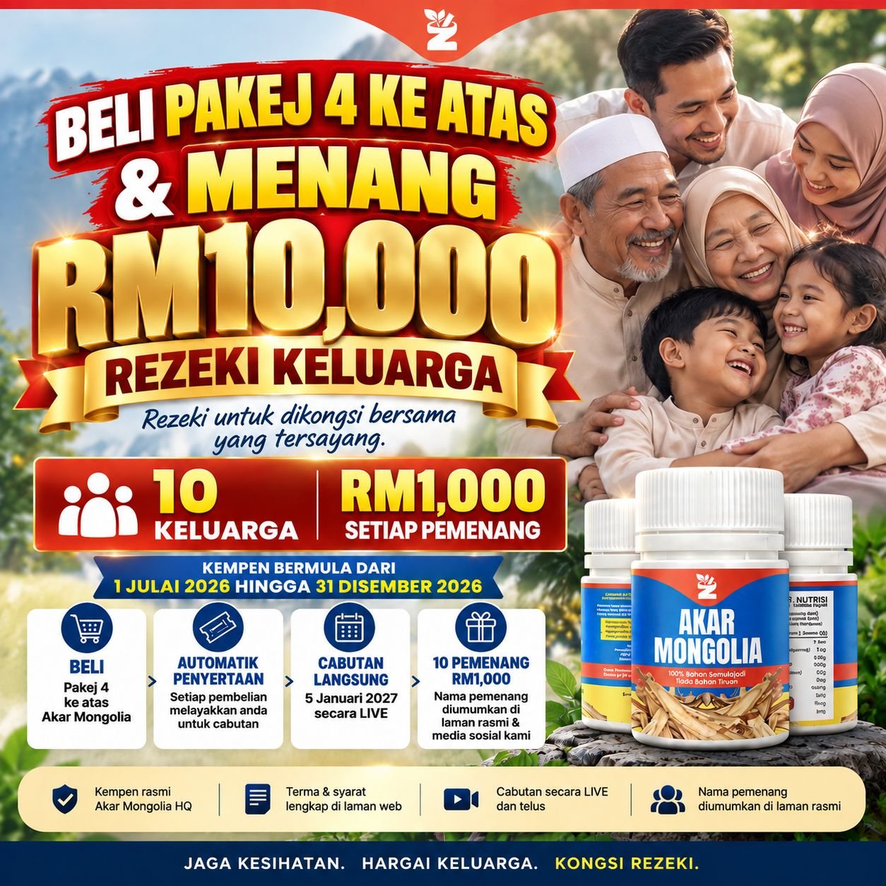 Cabutan Bertuah Akar Mongolia RM10,000 Rezeki Keluarga