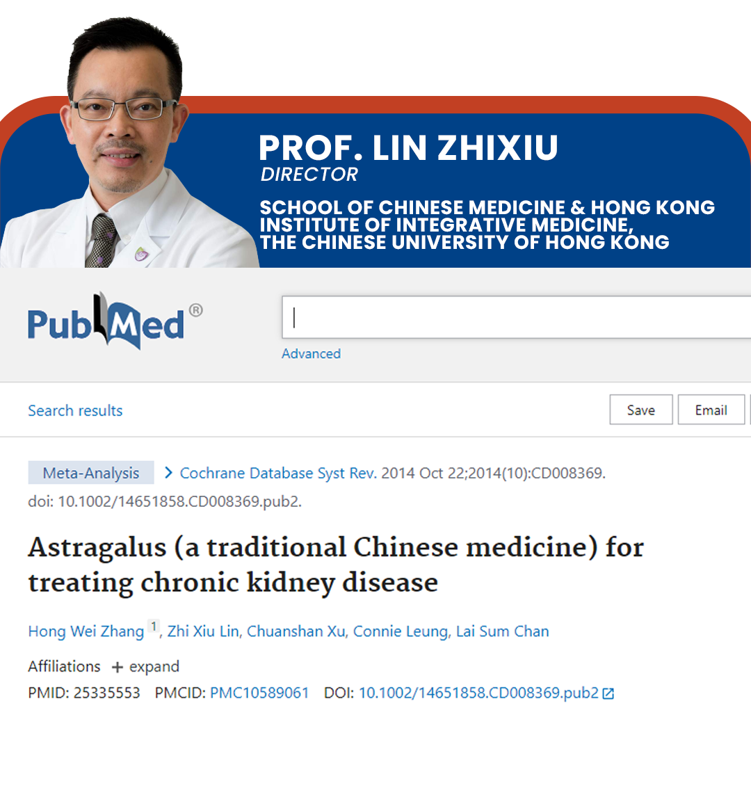 Prof. Lin Zhixiu, Chinese University of Hong Kong — Astragalus for treating chronic kidney disease, Cochrane meta-analysis